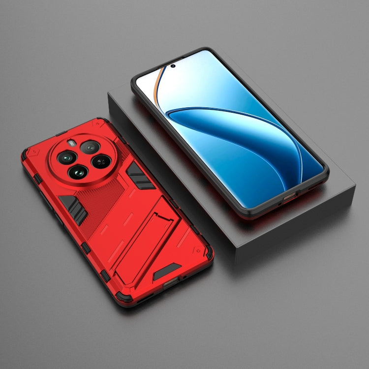 For Realme 12 Pro 5G Global Punk Armor 2 in 1 PC + TPU Phone Case with Holder(Red)