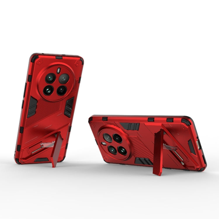 For Realme 12 Pro 5G Global Punk Armor 2 in 1 PC + TPU Phone Case with Holder(Red)