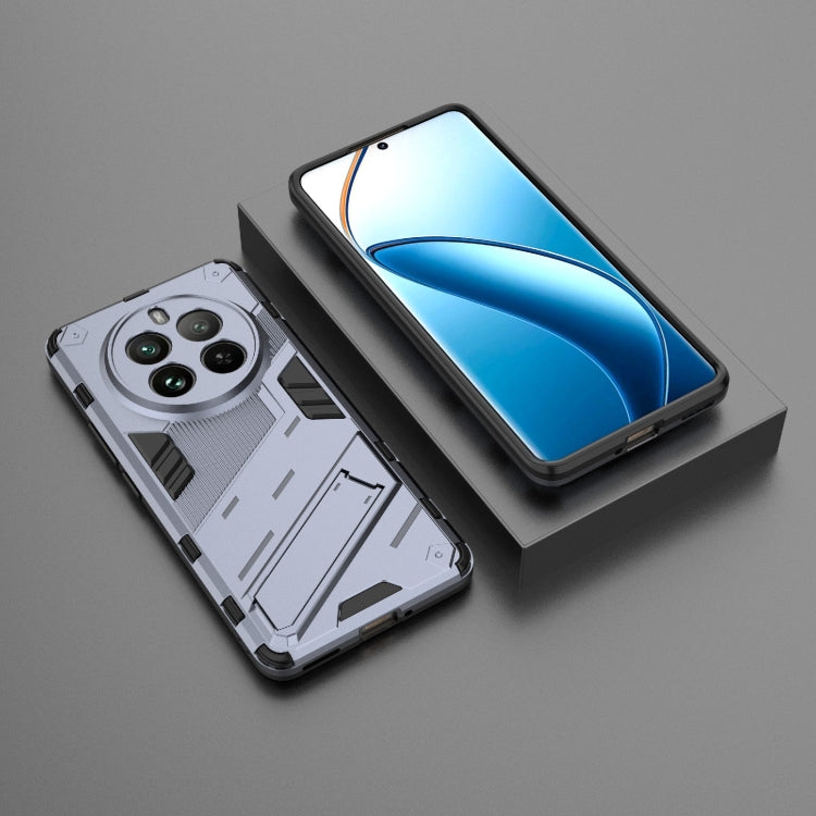 For Realme 12 Pro 5G Global Punk Armor 2 in 1 PC + TPU Phone Case with Holder(Grey)