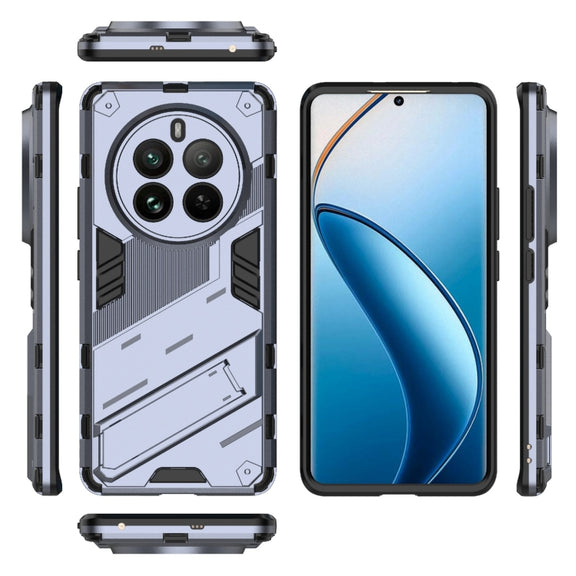 For Realme 12 Pro 5G Global Punk Armor 2 in 1 PC + TPU Phone Case with Holder(Grey)