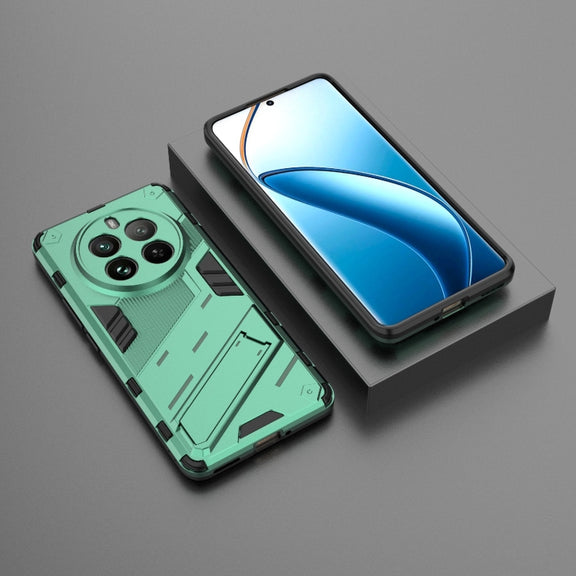 For Realme 12 Pro 5G Global Punk Armor 2 in 1 PC + TPU Phone Case with Holder(Green)