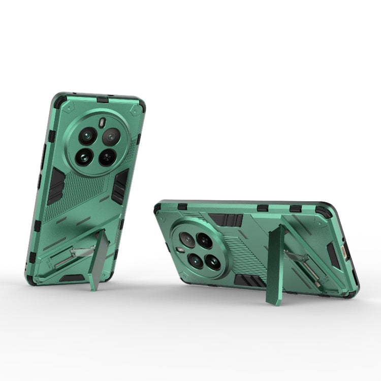 For Realme 12 Pro 5G Global Punk Armor 2 in 1 PC + TPU Phone Case with Holder(Green)