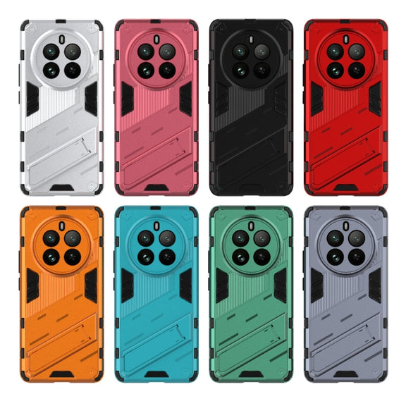 For Realme 12 Pro 5G Global Punk Armor 2 in 1 PC + TPU Phone Case with Holder(Green)