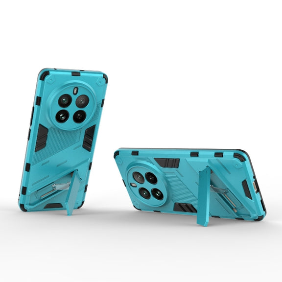 For Realme 12 Pro 5G Global Punk Armor 2 in 1 PC + TPU Phone Case with Holder(Blue)