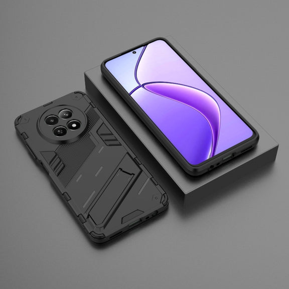 For Realme 12 5G Global Punk Armor 2 in 1 PC + TPU Phone Case with Holder(Black)