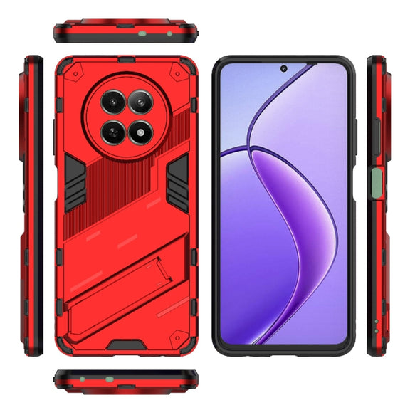For Realme 12 5G Global Punk Armor 2 in 1 PC + TPU Phone Case with Holder(Red)
