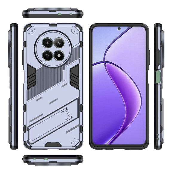 For Realme 12 5G Global Punk Armor 2 in 1 PC + TPU Phone Case with Holder(Grey)