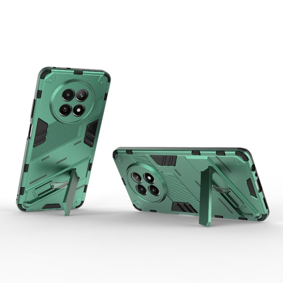 For Realme 12 5G Global Punk Armor 2 in 1 PC + TPU Phone Case with Holder(Green)