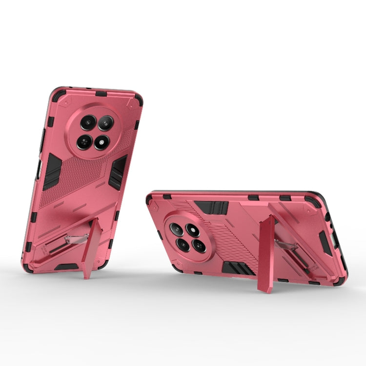 For Realme 12 5G Global Punk Armor 2 in 1 PC + TPU Phone Case with Holder(Light Red)