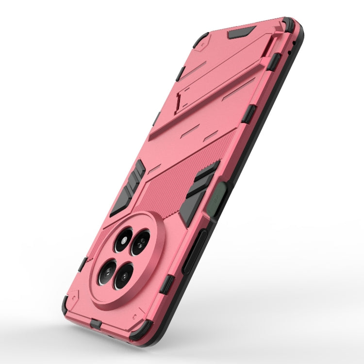 For Realme 12 5G Global Punk Armor 2 in 1 PC + TPU Phone Case with Holder(Light Red)