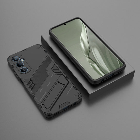 For Realme C65 4G Global Punk Armor 2 in 1 PC + TPU Phone Case with Holder(Black)