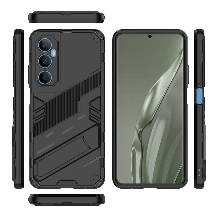 For Realme C65 4G Global Punk Armor 2 in 1 PC + TPU Phone Case with Holder(Black)