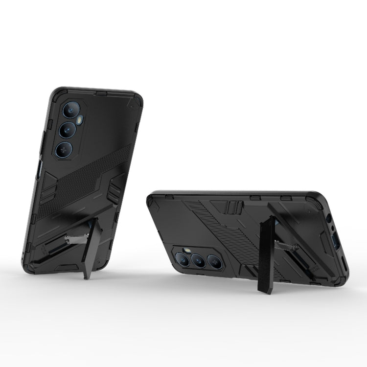 For Realme C65 4G Global Punk Armor 2 in 1 PC + TPU Phone Case with Holder(Black)