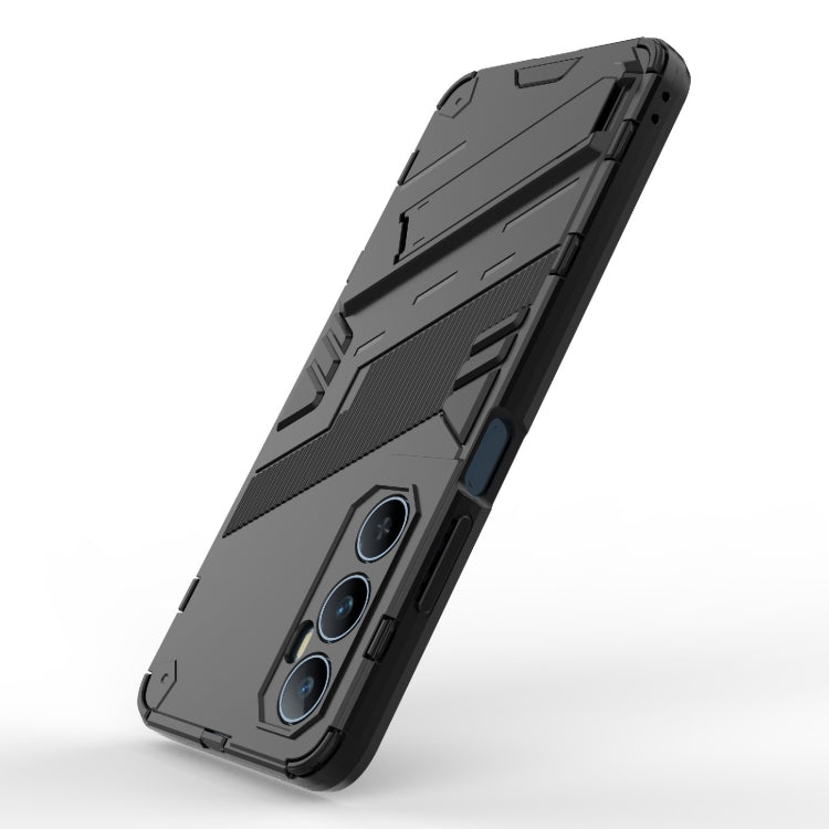 For Realme C65 4G Global Punk Armor 2 in 1 PC + TPU Phone Case with Holder(Black)
