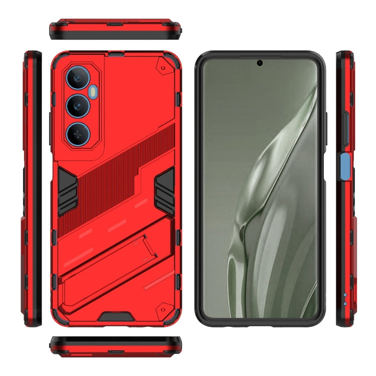 For Realme C65 4G Global Punk Armor 2 in 1 PC + TPU Phone Case with Holder(Red)