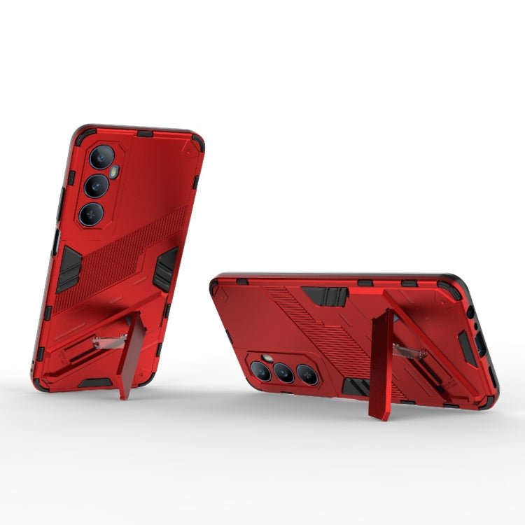 For Realme C65 4G Global Punk Armor 2 in 1 PC + TPU Phone Case with Holder(Red)