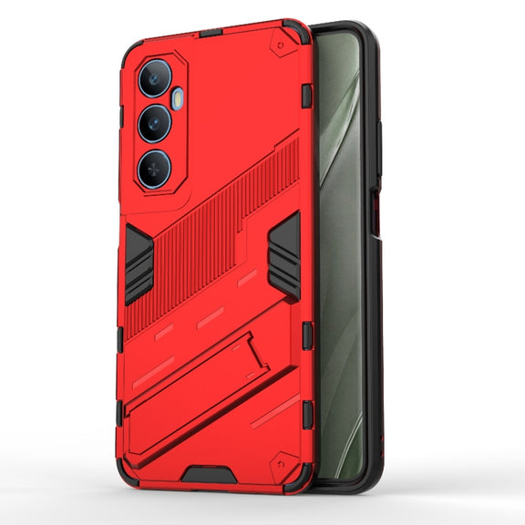 For Realme C65 4G Global Punk Armor 2 in 1 PC + TPU Phone Case with Holder(Red)