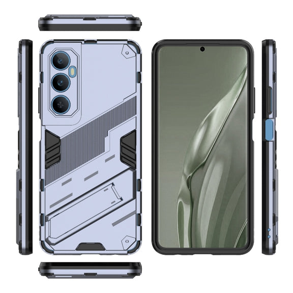 For Realme C65 4G Global Punk Armor 2 in 1 PC + TPU Phone Case with Holder(Grey)