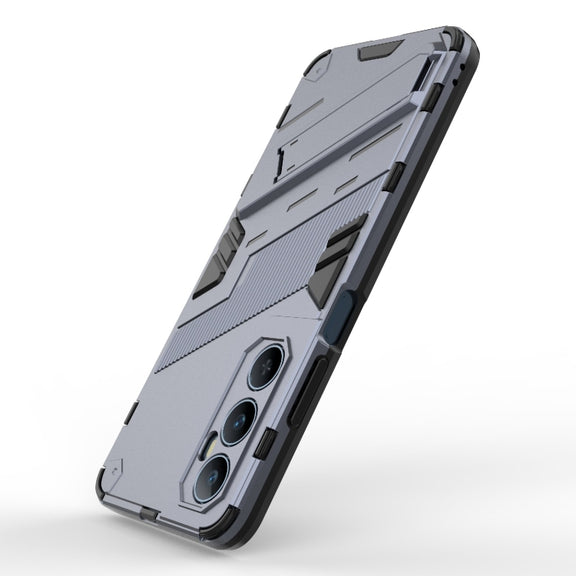For Realme C65 4G Global Punk Armor 2 in 1 PC + TPU Phone Case with Holder(Grey)