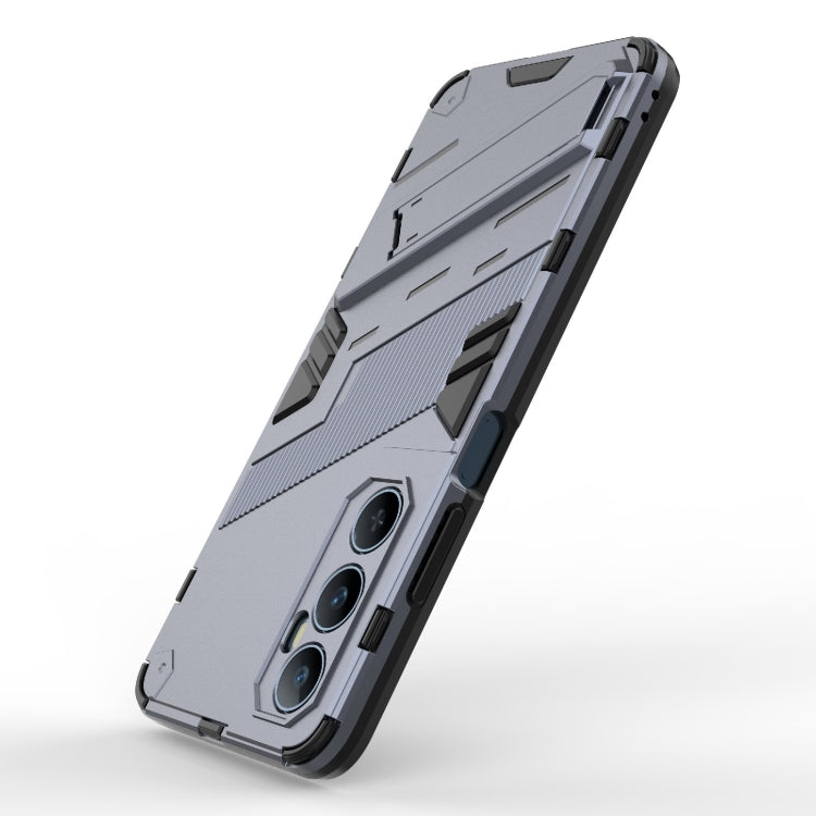 For Realme C65 4G Global Punk Armor 2 in 1 PC + TPU Phone Case with Holder(Grey)