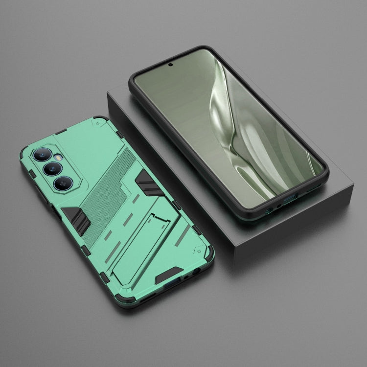 For Realme C65 4G Global Punk Armor 2 in 1 PC + TPU Phone Case with Holder(Green)