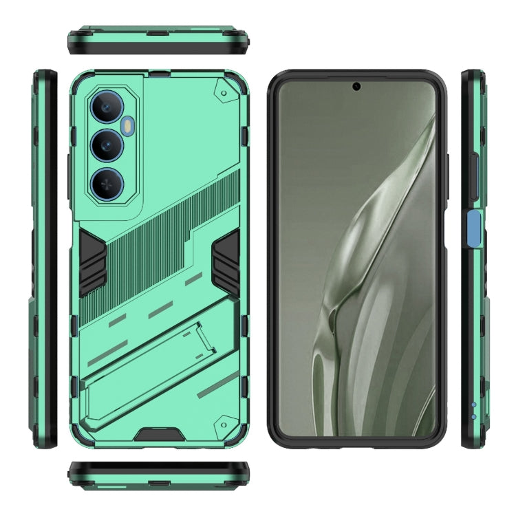 For Realme C65 4G Global Punk Armor 2 in 1 PC + TPU Phone Case with Holder(Green)