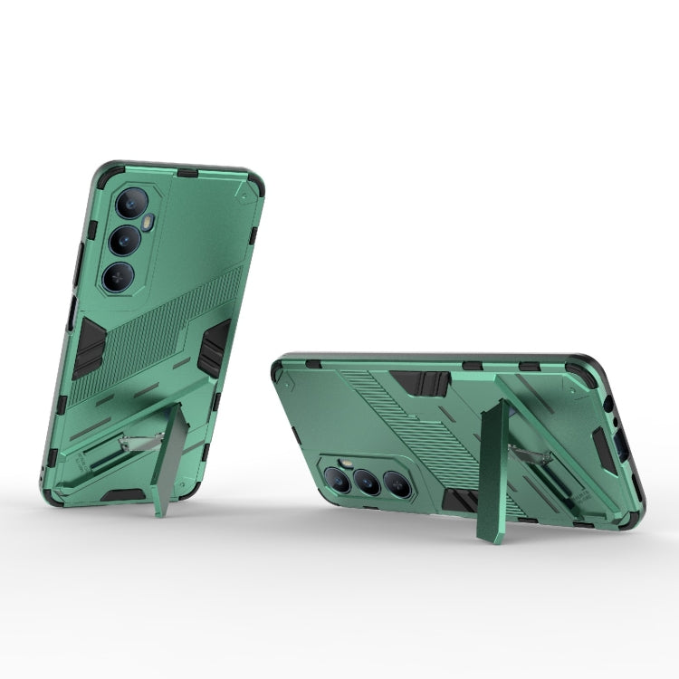 For Realme C65 4G Global Punk Armor 2 in 1 PC + TPU Phone Case with Holder(Green)