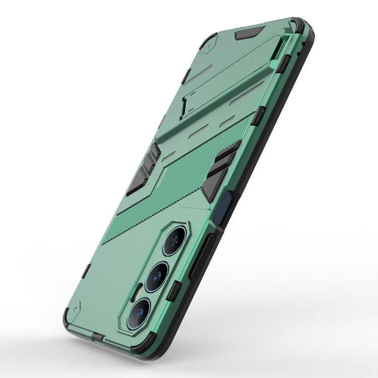 For Realme C65 4G Global Punk Armor 2 in 1 PC + TPU Phone Case with Holder(Green)
