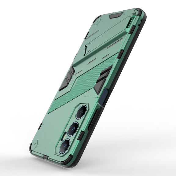 For Realme C65 4G Global Punk Armor 2 in 1 PC + TPU Phone Case with Holder(Green)