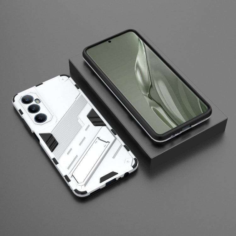 For Realme C65 4G Global Punk Armor 2 in 1 PC + TPU Phone Case with Holder(White)