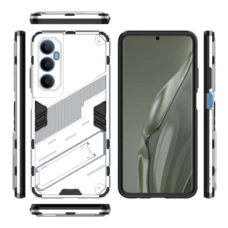 For Realme C65 4G Global Punk Armor 2 in 1 PC + TPU Phone Case with Holder(White)