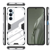 For Realme C65 4G Global Punk Armor 2 in 1 PC + TPU Phone Case with Holder(White)