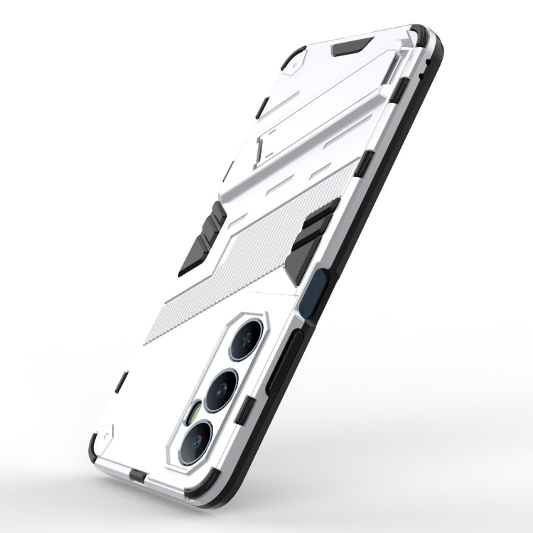 For Realme C65 4G Global Punk Armor 2 in 1 PC + TPU Phone Case with Holder(White)