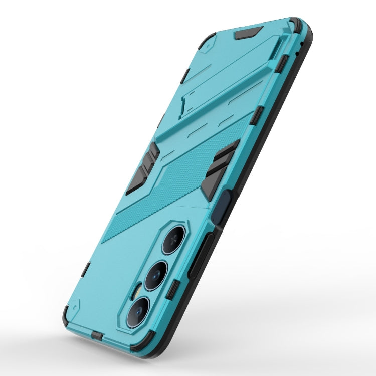 For Realme C65 4G Global Punk Armor 2 in 1 PC + TPU Phone Case with Holder(Blue)