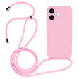 For iPhone 16 Crossbody Lanyard Liquid Silicone Case(Pink) - iPhone 16 Cases by PMC Jewellery | Online Shopping South Africa | PMC Jewellery | Buy Now Pay Later Mobicred