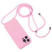 For iPhone 16 Crossbody Lanyard Liquid Silicone Case(Pink)