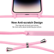 For iPhone 16 Crossbody Lanyard Liquid Silicone Case(Pink)