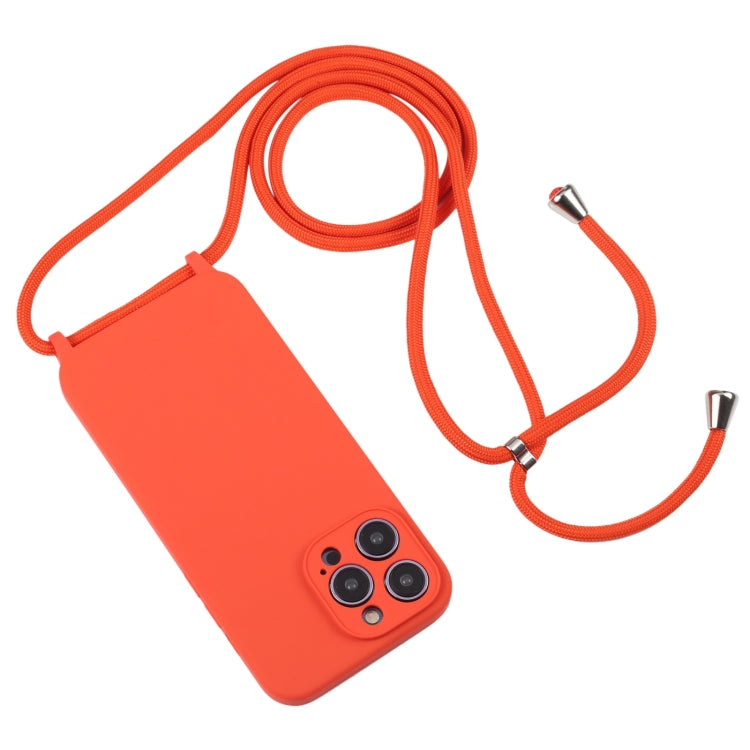 For iPhone 16 Plus Crossbody Lanyard Liquid Silicone Case(Orange)