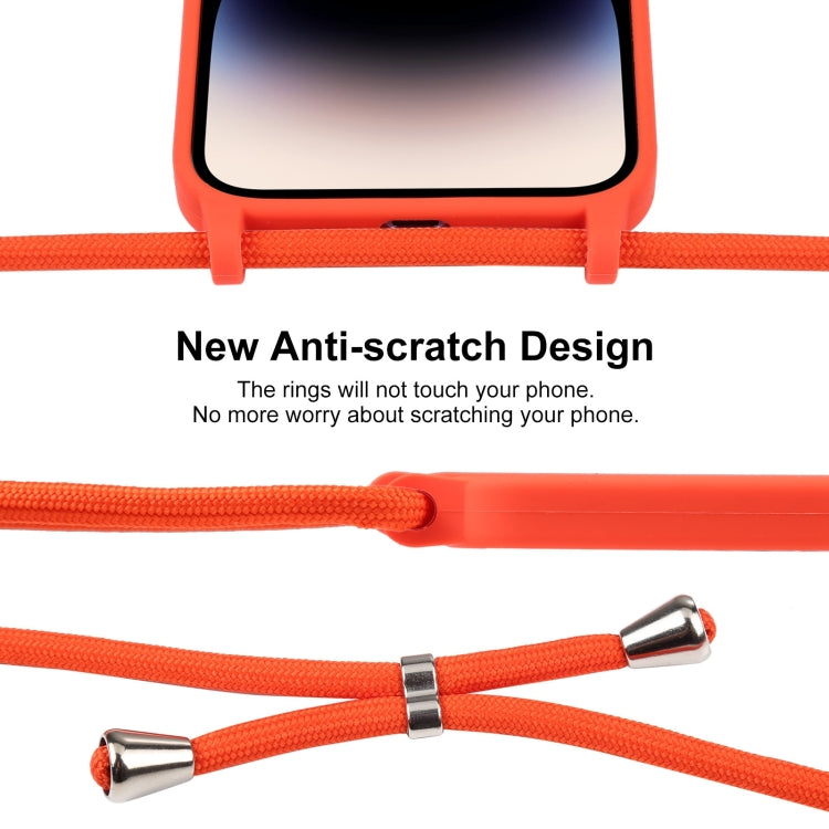 For iPhone 16 Pro Max Crossbody Lanyard Liquid Silicone Case(Orange)