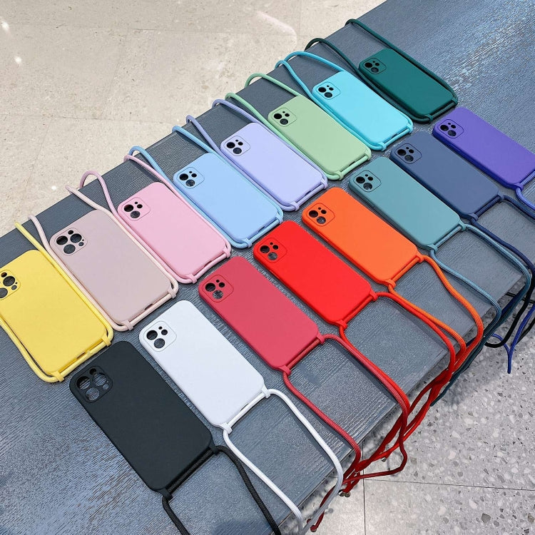 For iPhone 15 Pro Crossbody Lanyard Liquid Silicone Case(Black)