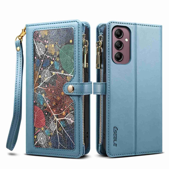 For Samsung Galaxy A35 5G ESEBLE Star Series Lanyard Zipper Wallet RFID Leather Case(Blue)