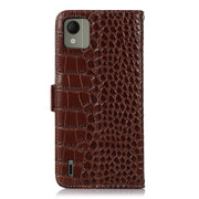 For Nokia C110 Crocodile Top Layer Cowhide Leather Phone Case(Brown)