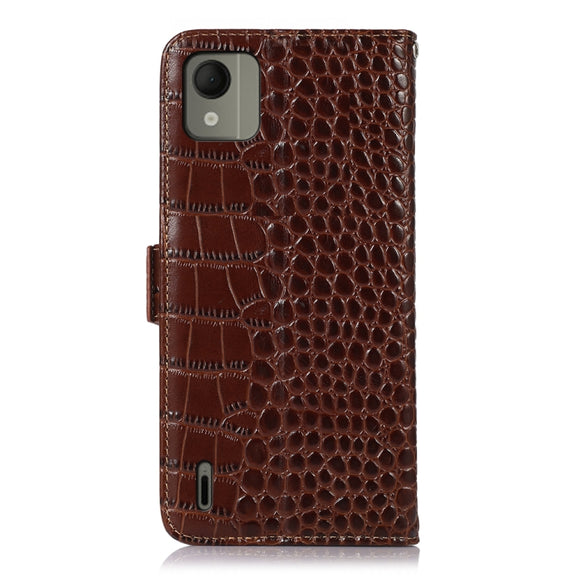 For Nokia C110 Crocodile Top Layer Cowhide Leather Phone Case(Brown)