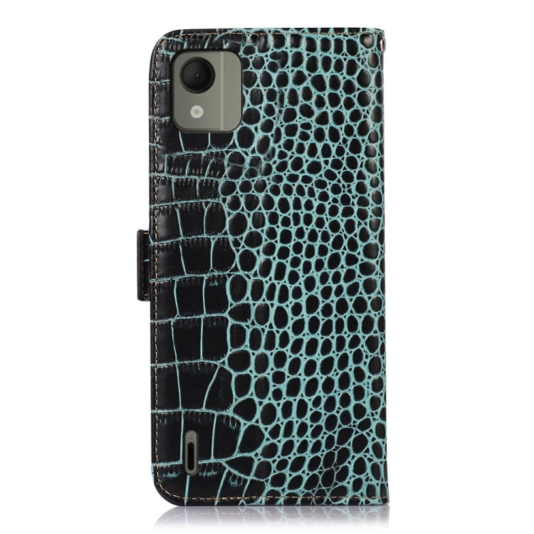 For Nokia C110 Crocodile Top Layer Cowhide Leather Phone Case(Green)