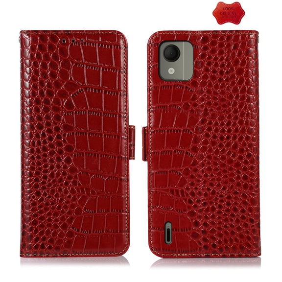 For Nokia C110 Crocodile Top Layer Cowhide Leather Phone Case(Red)