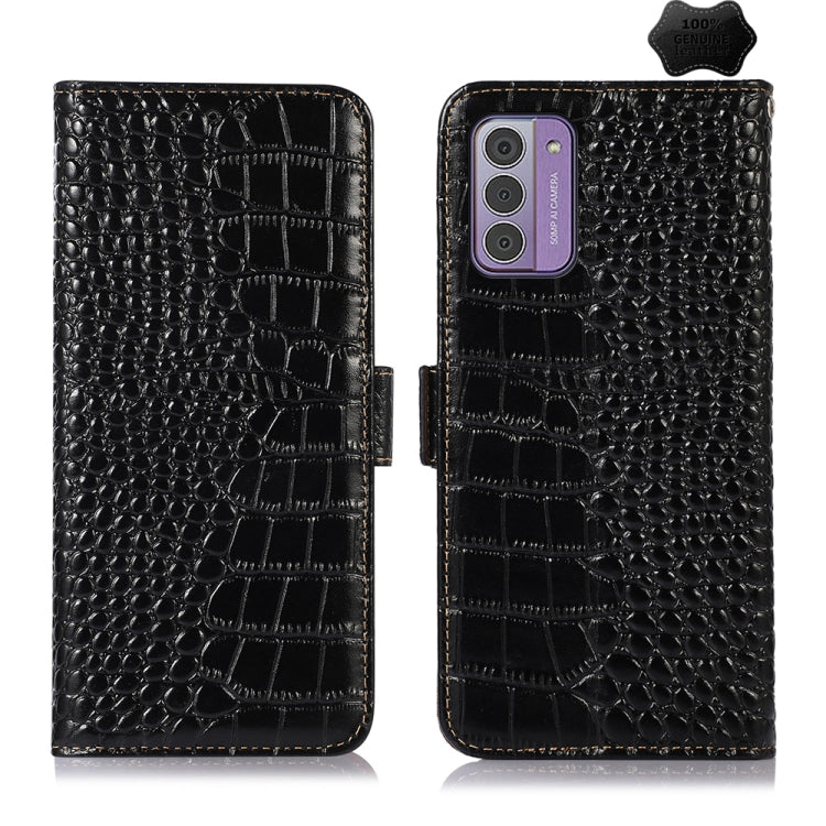 For Nokia G42 5G Crocodile Top Layer Cowhide Leather Phone Case(Black)