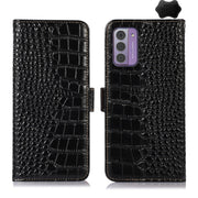 For Nokia G42 5G Crocodile Top Layer Cowhide Leather Phone Case(Black)