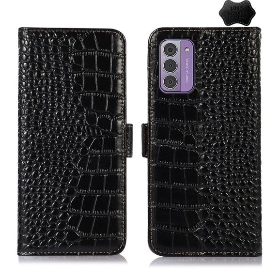 For Nokia G42 5G Crocodile Top Layer Cowhide Leather Phone Case(Black)