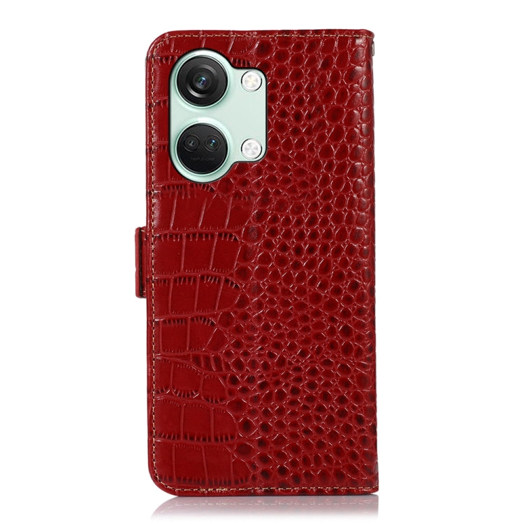 For OnePlus Nord 3 / Ace 2V Crocodile Top Layer Cowhide Leather Phone Case(Red)