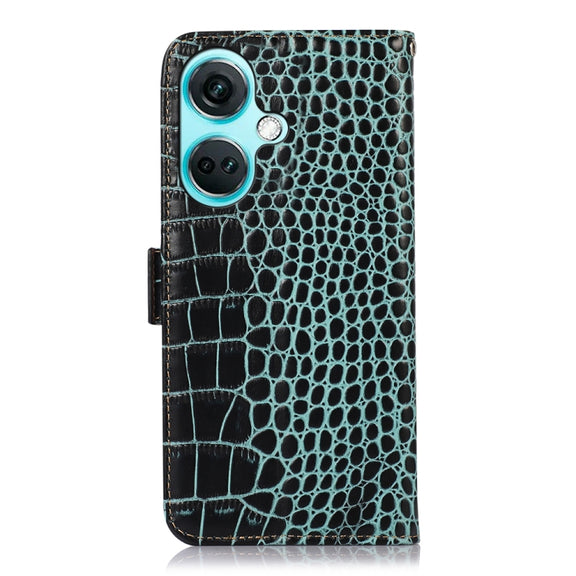 For OnePlus Nord CE3 5G Crocodile Top Layer Cowhide Leather Phone Case(Green)